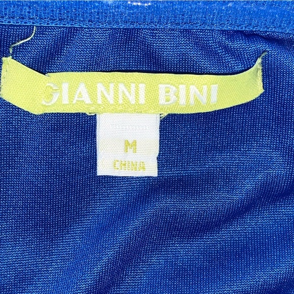 Gianni Bini Mini Dress M Cobalt Blue Illusion Cut-out Strapless Sexy Bodycon - Picture 7 of 8